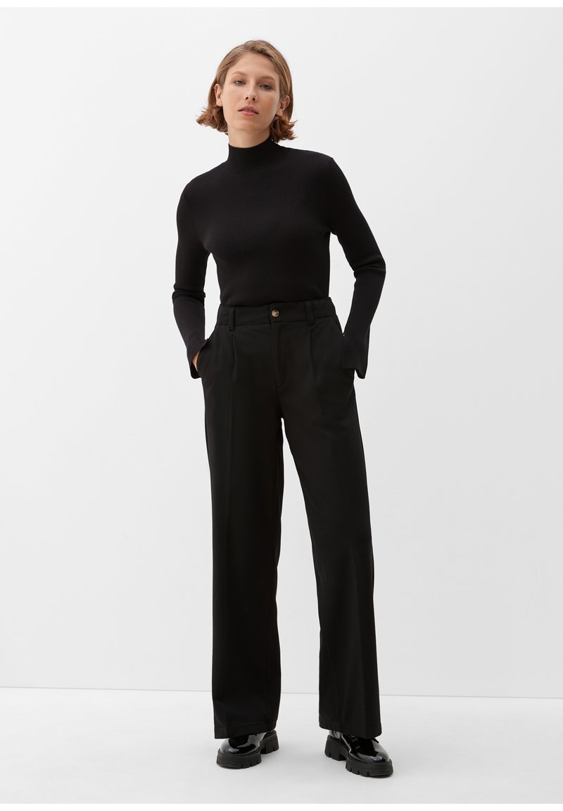 S.Oliver MIT WEITEM BEIN - Stoffhose - Schwarz
