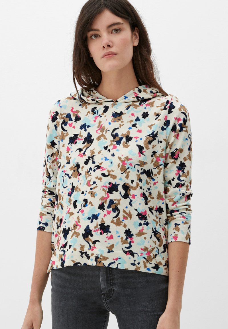 S.Oliver MIT ALLOVER-MUSTER - Kapuzenpullover - Ecru