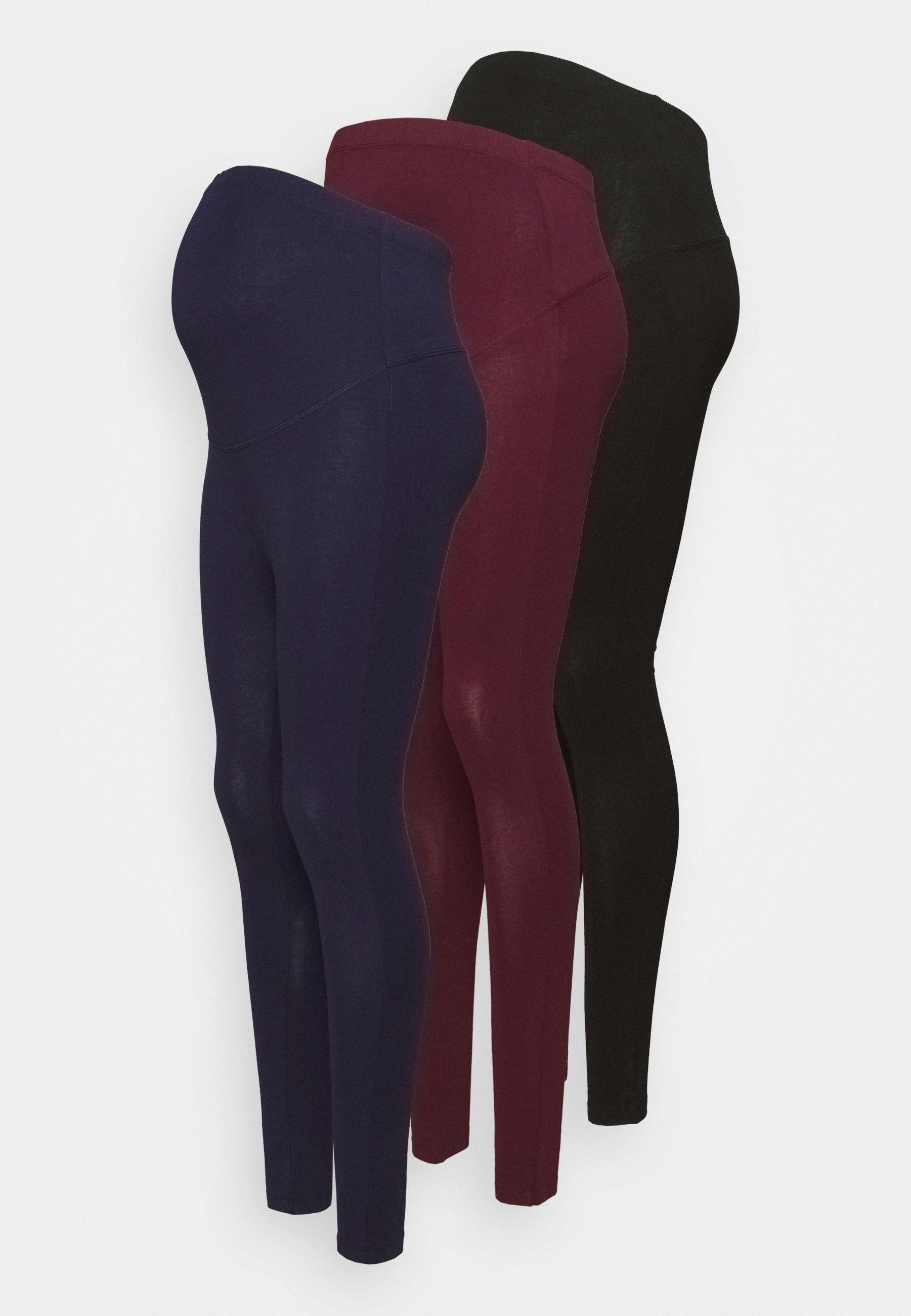  3 PACK - Leggings - Trousers - Black/bordeaux/dark Blue