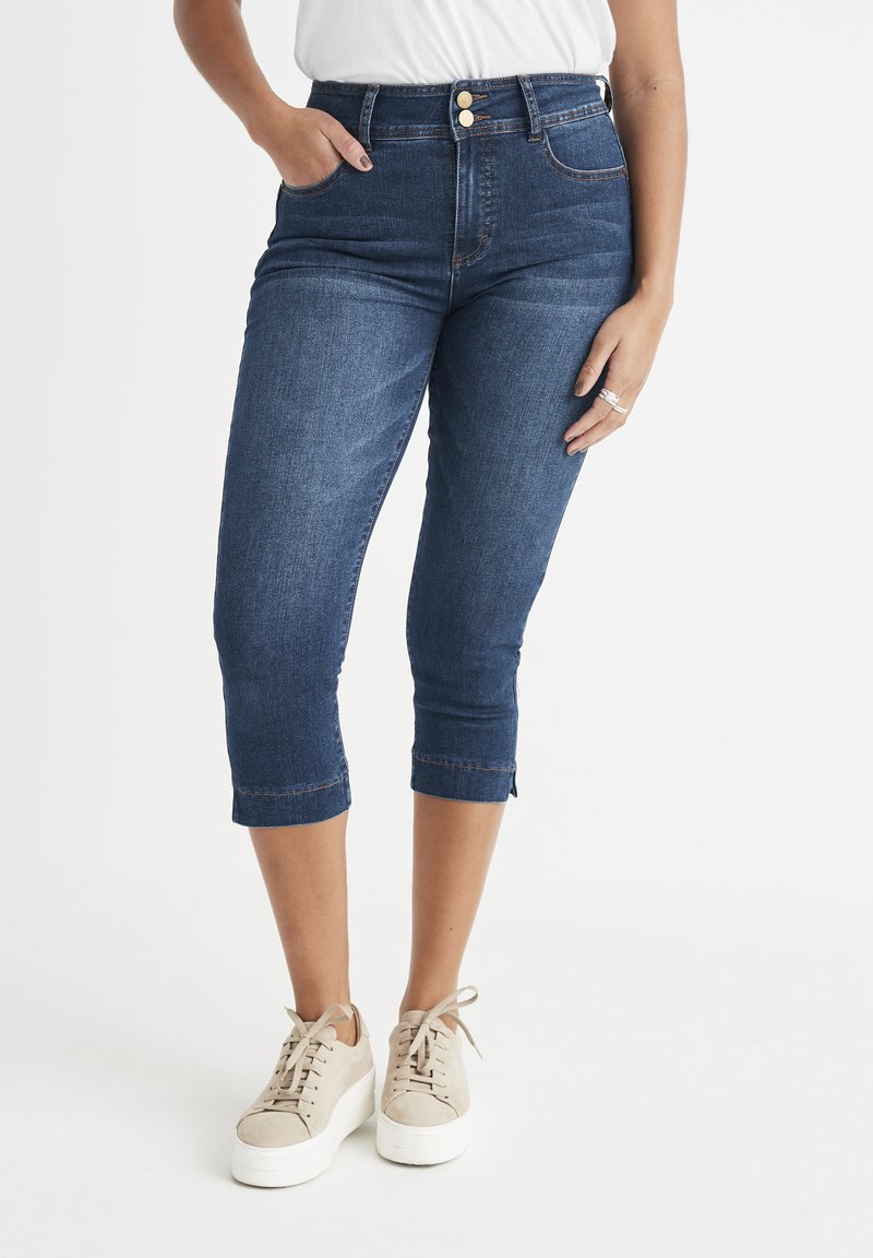  STRETCHY CROP SHAPING EFFECT - Jeans Shorts - Dark Blue