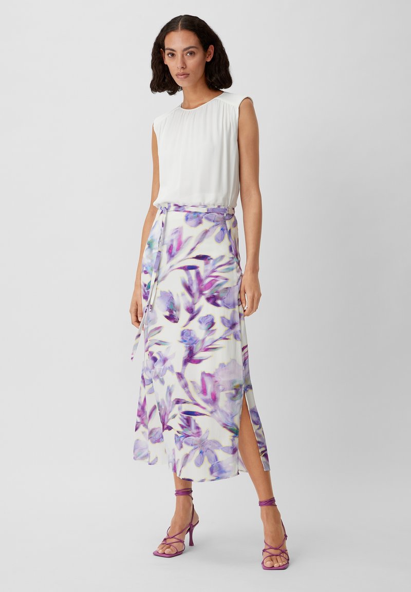 Comma MIDI MIT ALLOVER PRINT - A-Linien-Rock - Weiß