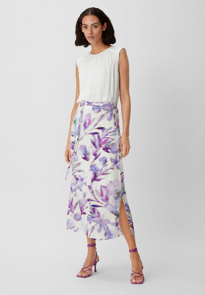 Comma MIDI MIT ALLOVER PRINT - A-Linien-Rock - Weiß
