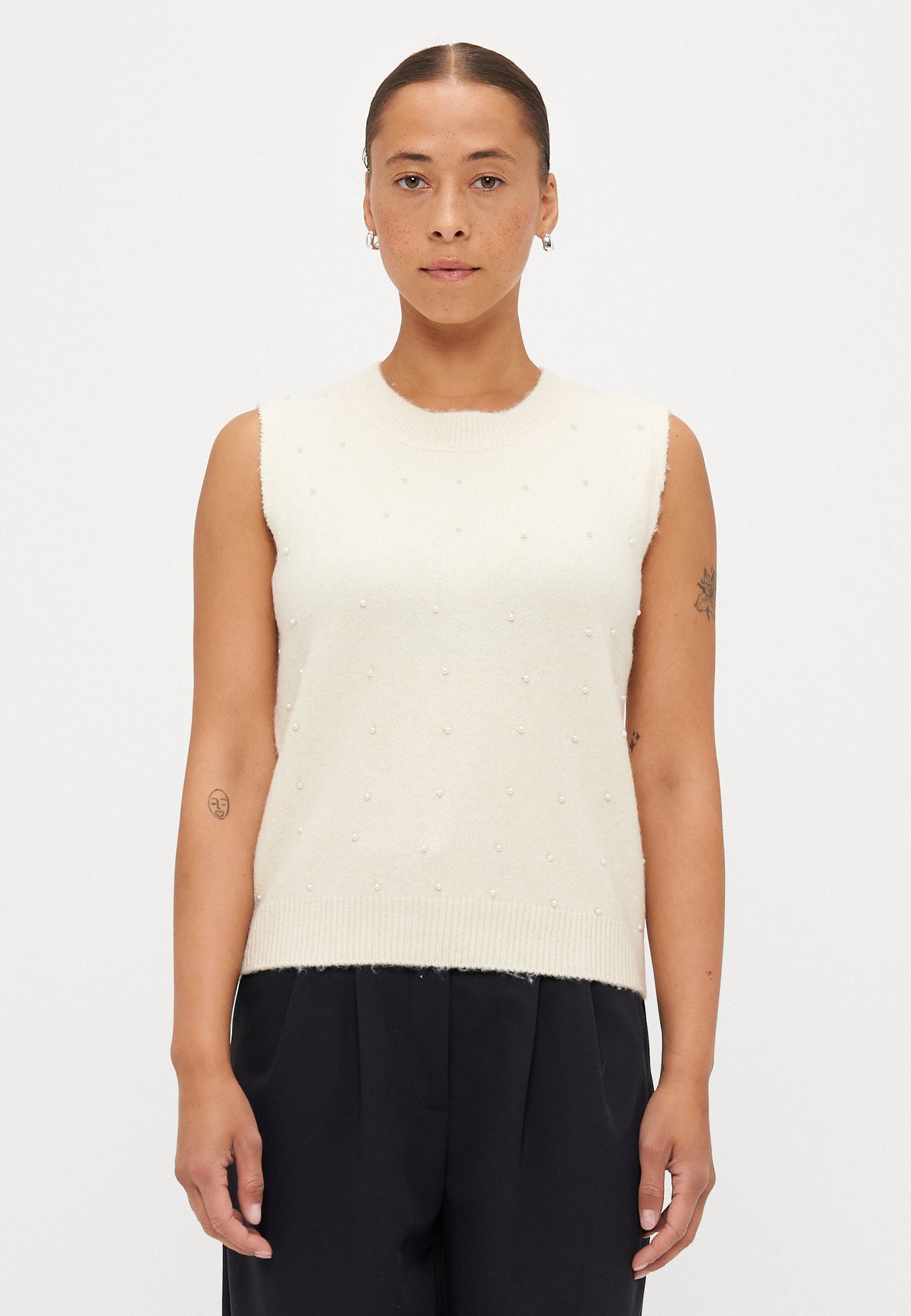 ONLY Petite ONLRENATA O NECK VEST - Jumper - Whitecap Gray/white
