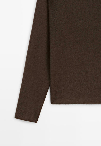 Massimo Dutti BOAT NECK WITH RAGLAN SLEEVE - Jumper - Dark Brown