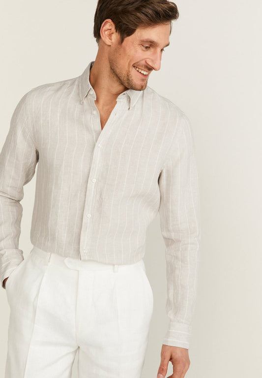  DANTE - Hemd - Beige Stripe