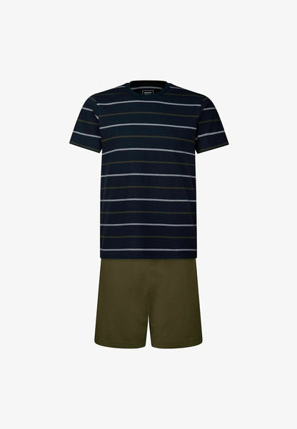 Seidensticker SET - Pyjama - Navy Stripe Olive