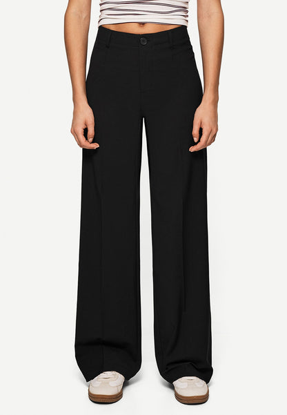 BERSHKA WIDE-LEG TAILORED - Trousers - Black