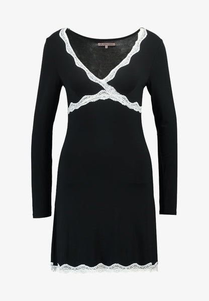 Anna Field HEIDI LONG SLEEVES VISCOSE NIGHTDRESS - Nachthemd - Black
