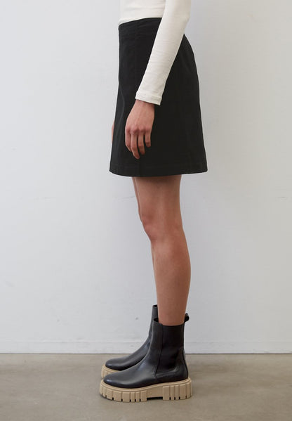 Marc O'Polo SKIRT EASY SHAPE WITH CUTLINE PLEAT DETAIL, SHORT LENGTH - A-Linien-Rock - Black
