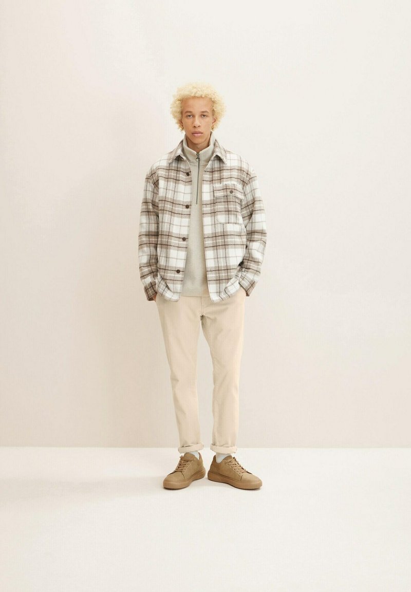 TOM TAILOR Denim Kurzmantel - Off White Beige Big Cosy Check