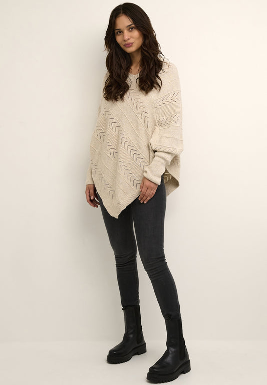 Cream HOLIDAY PONCHO - Jumper - Oat Melange