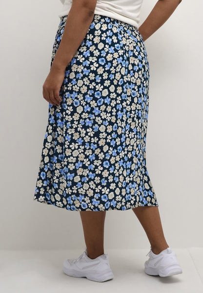  KCTIRI AMI - A-Linien-Rock - Midnight Blue Flower Print