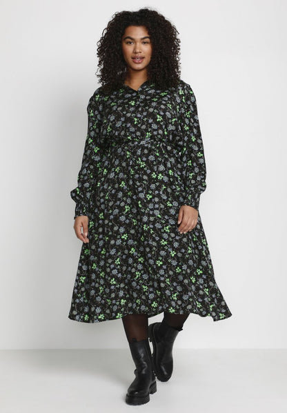  FLORISA - Blusenkleid - Black/green Paisley Flower