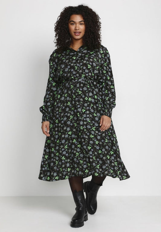  FLORISA - Blusenkleid - Black/green Paisley Flower