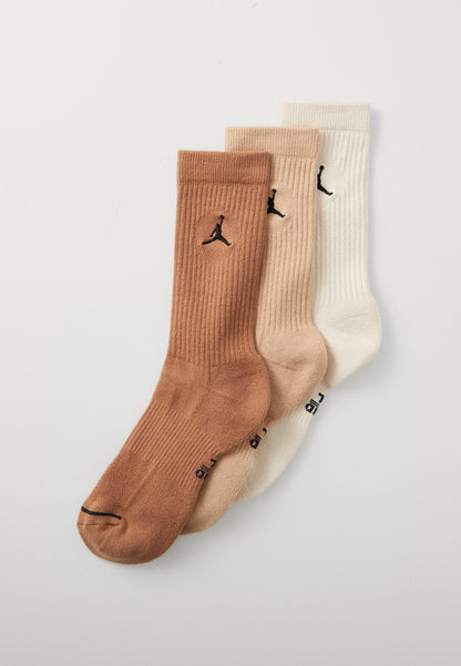 Jordan EVERYDAY CUSH CREW 3 PACK UNISEX - Sports Socks - Medium Khaki/iron Grey/starfish/white
