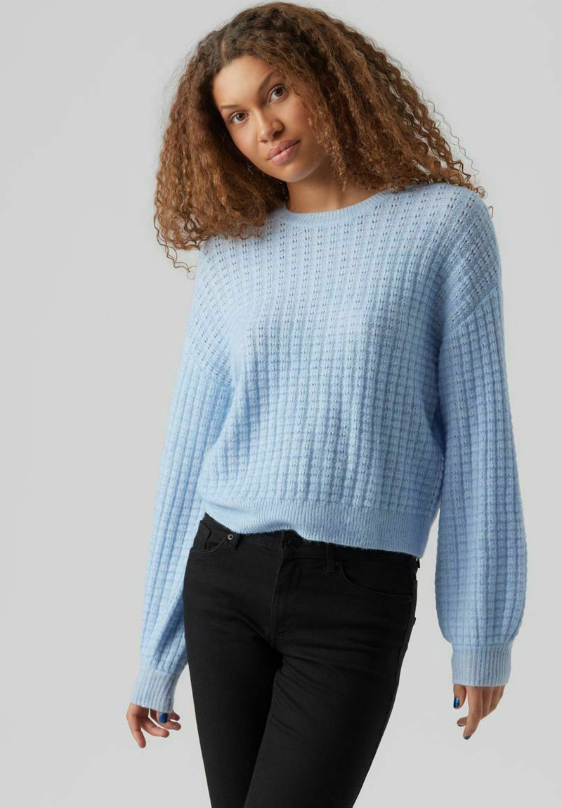 Vero Moda VMELISA LS O-NECK GA EP - Strickpullover - Skyway