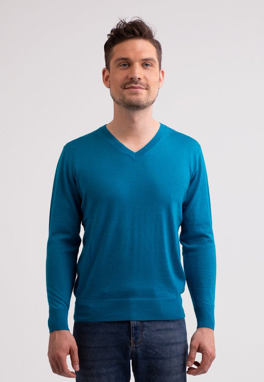  V-AUSSCHNITT - Strickpullover - Mykonos Blau