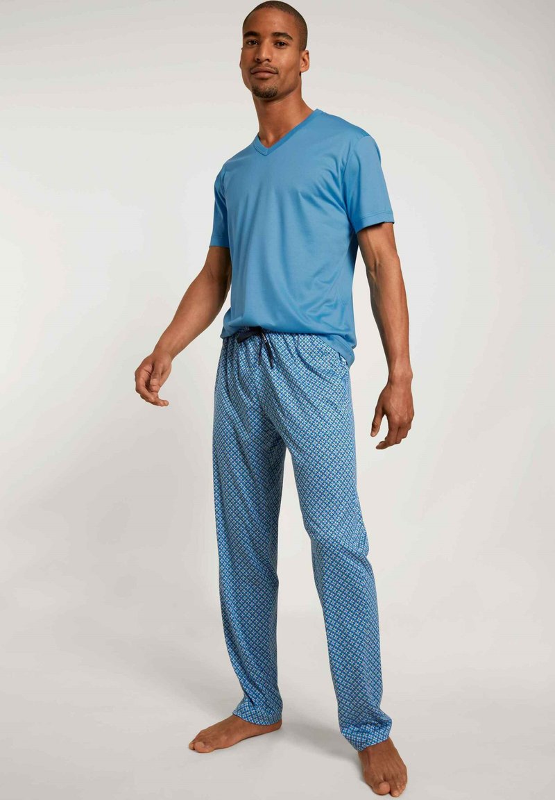 Calida KURZARM V NECK - Nachtwäsche Shirt - Azurit Blue