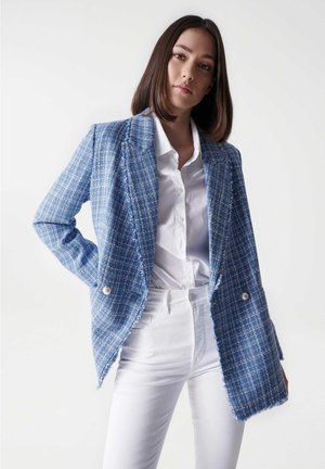  LARGE DOUBLE BOUTONNAGE EN TWEED - Kurzmantel - Bluette