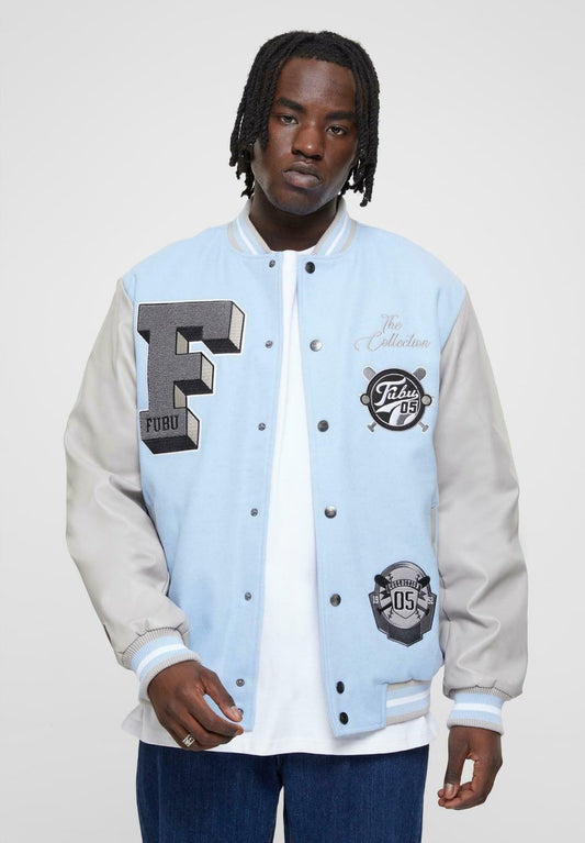 FUBU COLLEGE VARSITY - Bomberjacke - Blue Light Grey