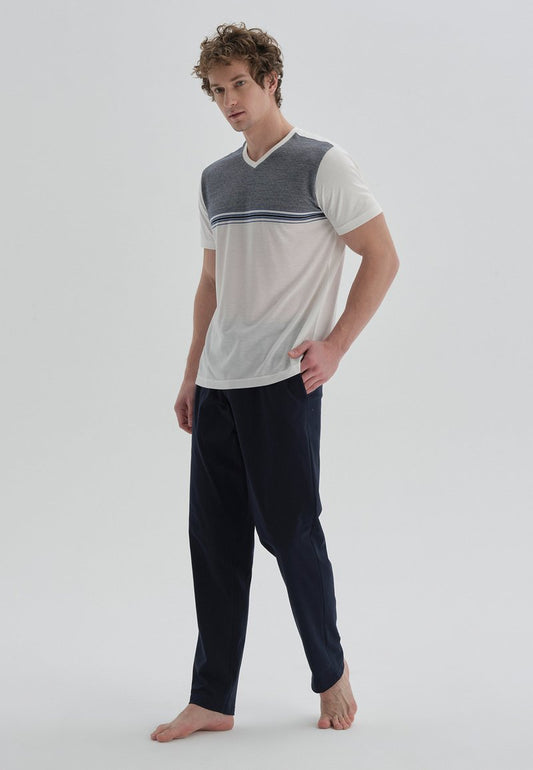  Nachtwäsche Set - Grey, Off-white