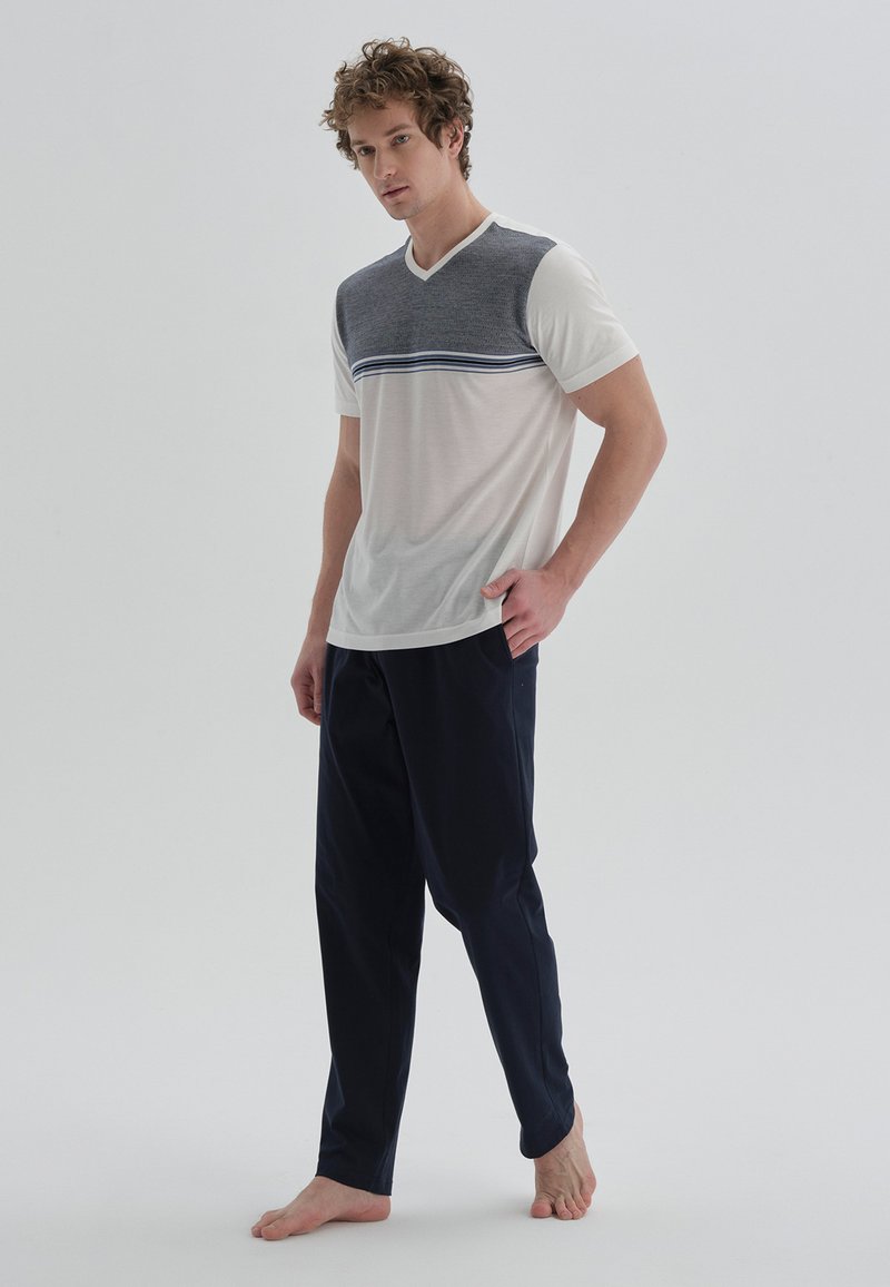  Nachtwäsche Set - Grey, Off-white