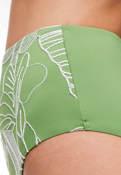 Oysho EMBROIDERED HIGH-COVERAGE - Bikini-Hose - Green