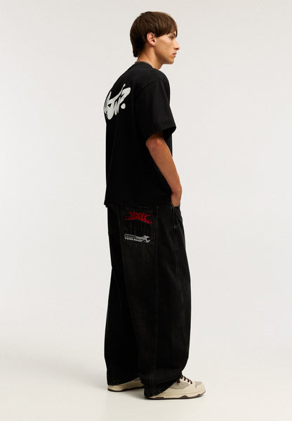 PULL & BEAR WITH LOGO - Print T-shirt - Black
