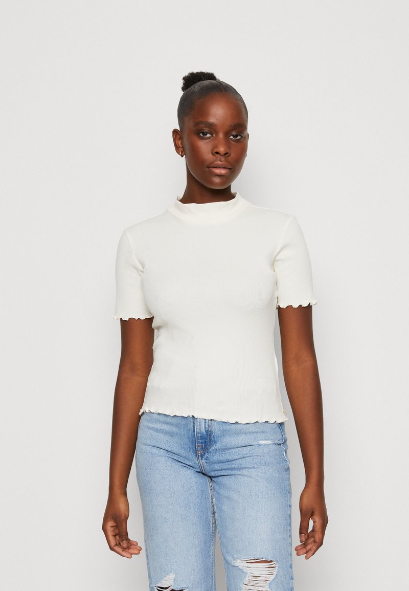 Scotch & Soda MOCK NECK - T-Shirt Basic - Vanilla White