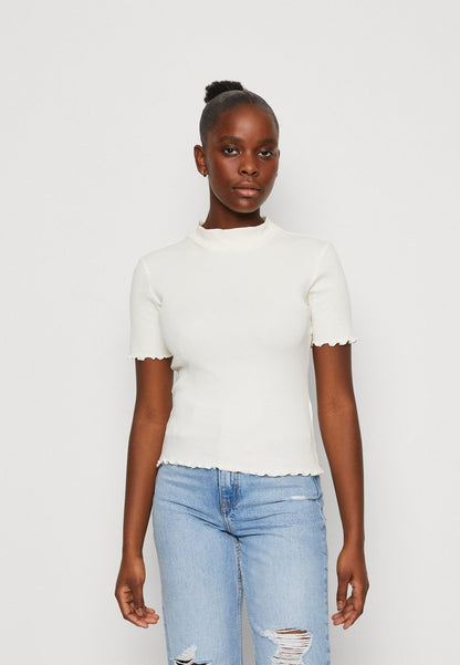 Scotch & Soda MOCK NECK - T-Shirt Basic - Vanilla White