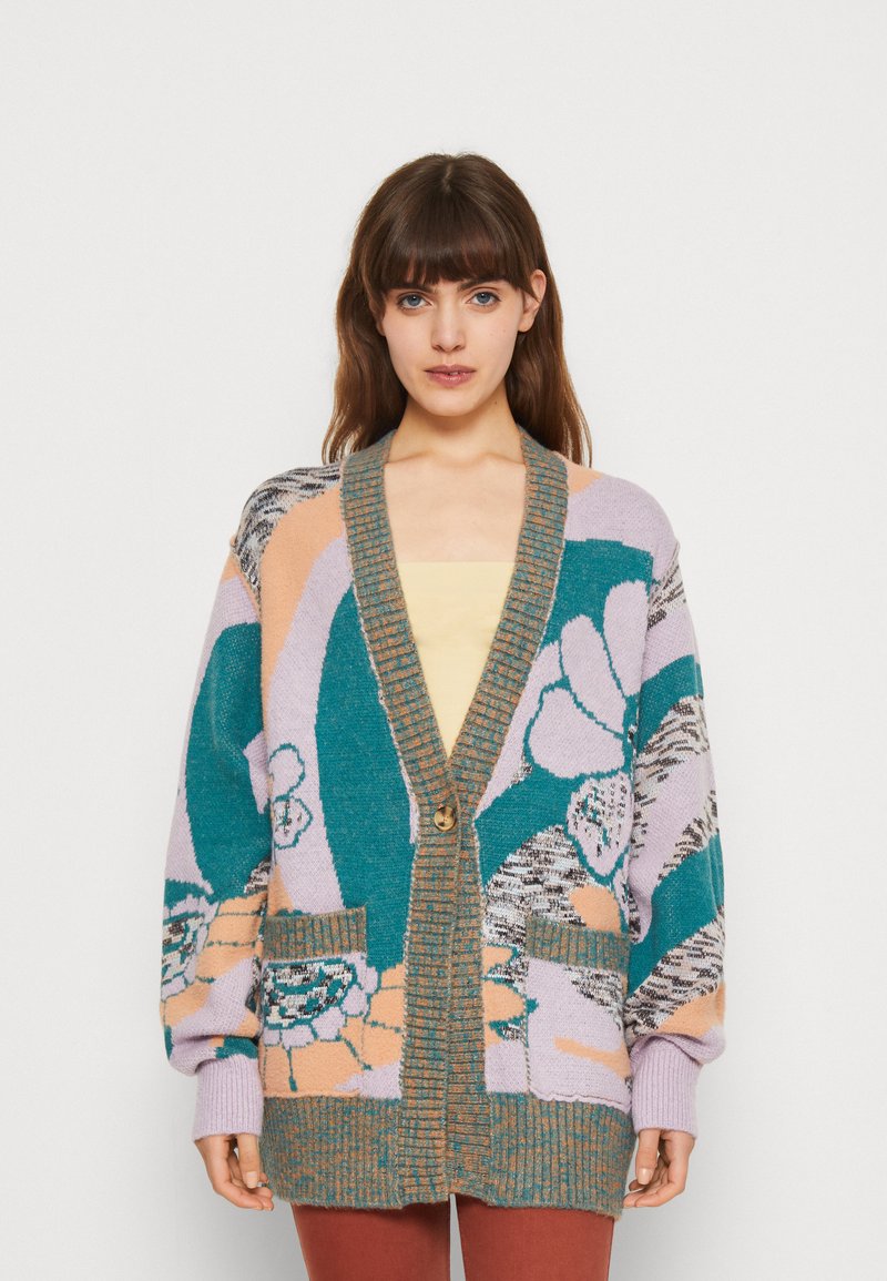 FREE PEOPLE AUGUST CARDI - Strickjacke - Orchid Teal Combo