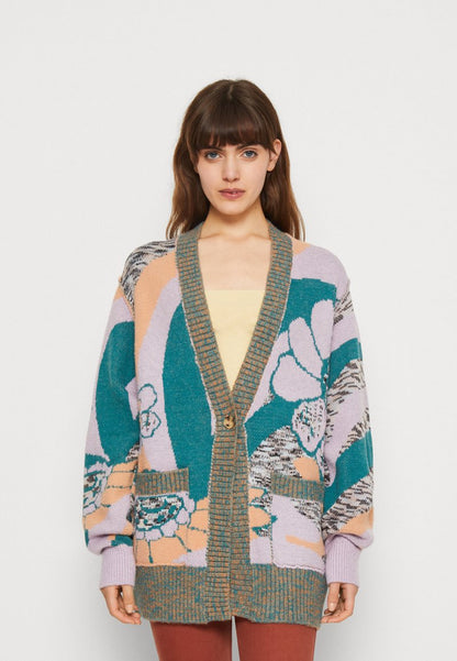 FREE PEOPLE AUGUST CARDI - Strickjacke - Orchid Teal Combo