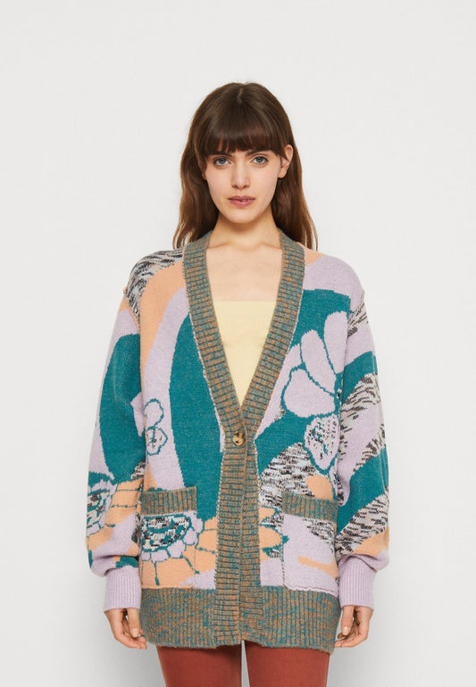 FREE PEOPLE AUGUST CARDI - Strickjacke - Orchid Teal Combo
