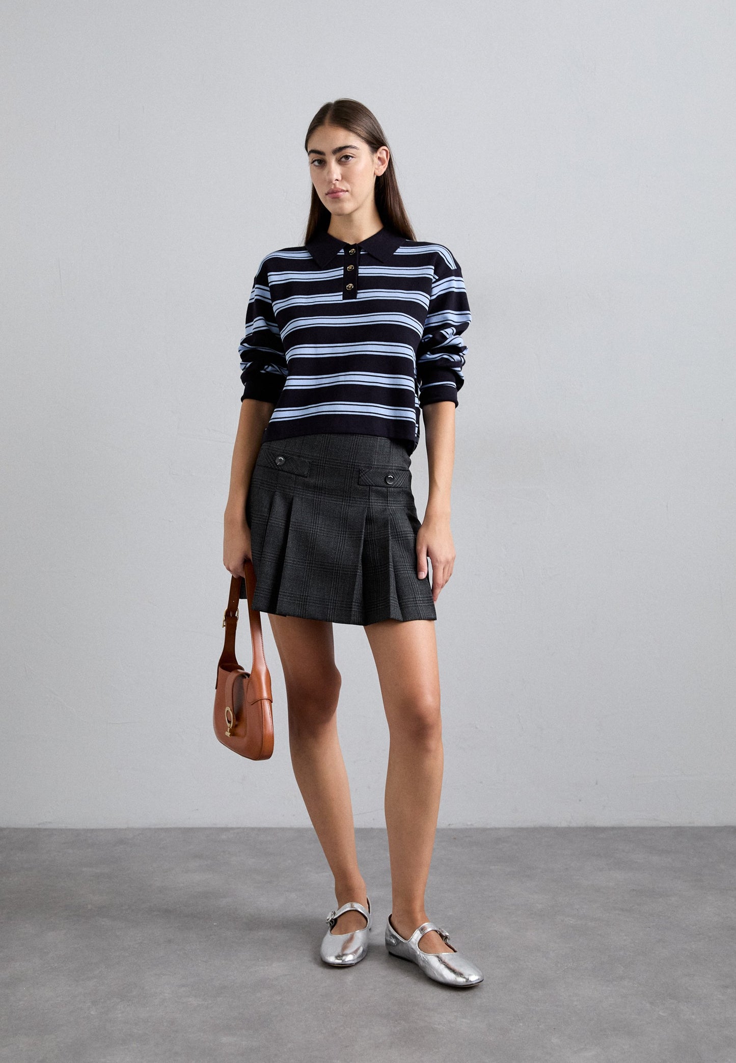 Sandro PULL POLO MANCHES LONGUES RAYE - Jumper - Marine