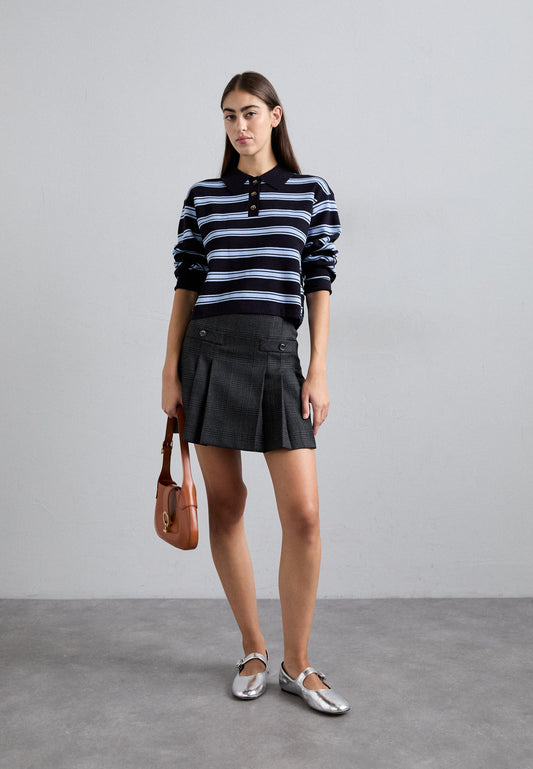Sandro PULL POLO MANCHES LONGUES RAYE - Jumper - Marine