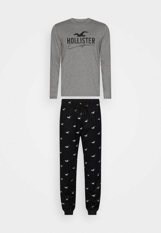 Hollister Co. JOGGER BOTTOM SET - Pyjama - Black Icon