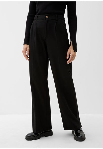 S.Oliver MIT WEITEM BEIN - Stoffhose - Schwarz