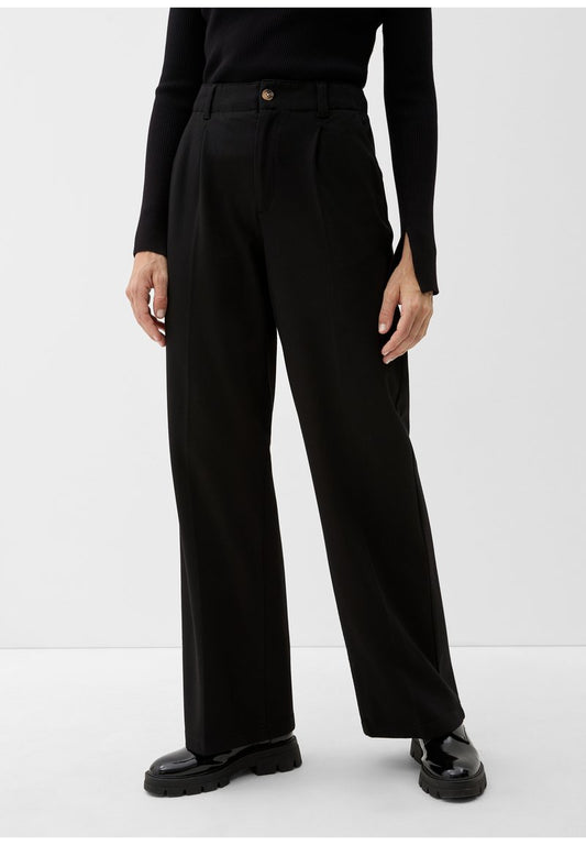S.Oliver MIT WEITEM BEIN - Stoffhose - Schwarz