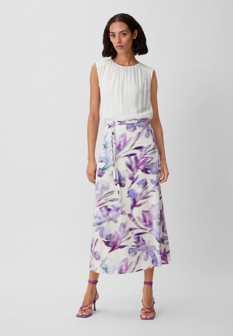 Comma MIDI MIT ALLOVER PRINT - A-Linien-Rock - Weiß