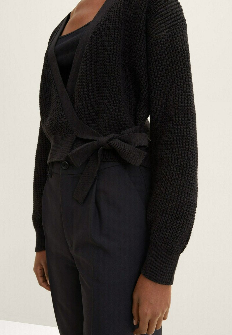 TOM TAILOR Denim IN WICKEL-OPTI - Strickjacke - Deep Black