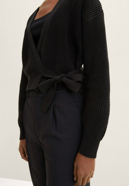 TOM TAILOR Denim IN WICKEL-OPTI - Strickjacke - Deep Black