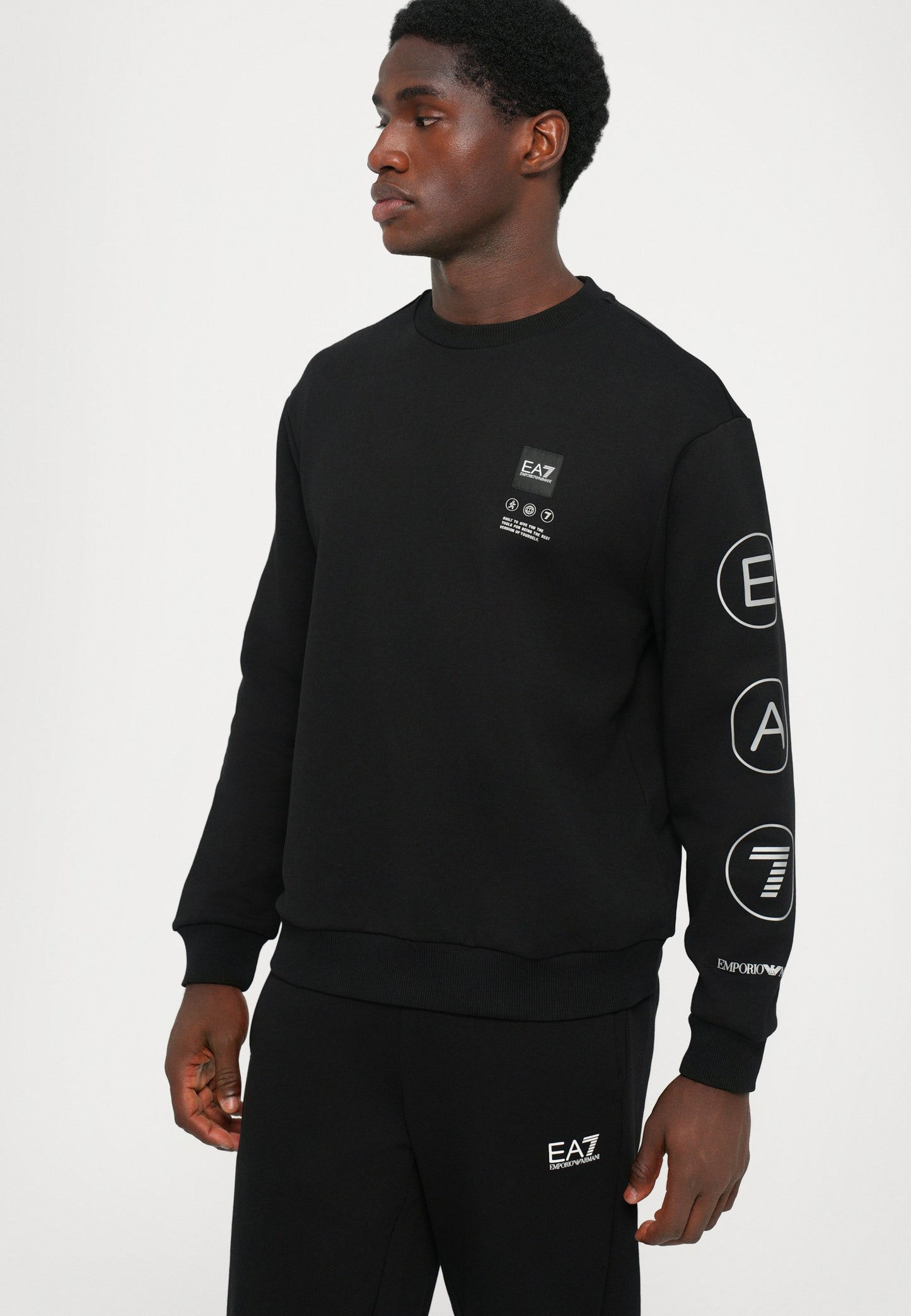 EA7 Emporio Armani TRAIN LOGO UNISEX - Sweatshirt - Black/silver-coloured