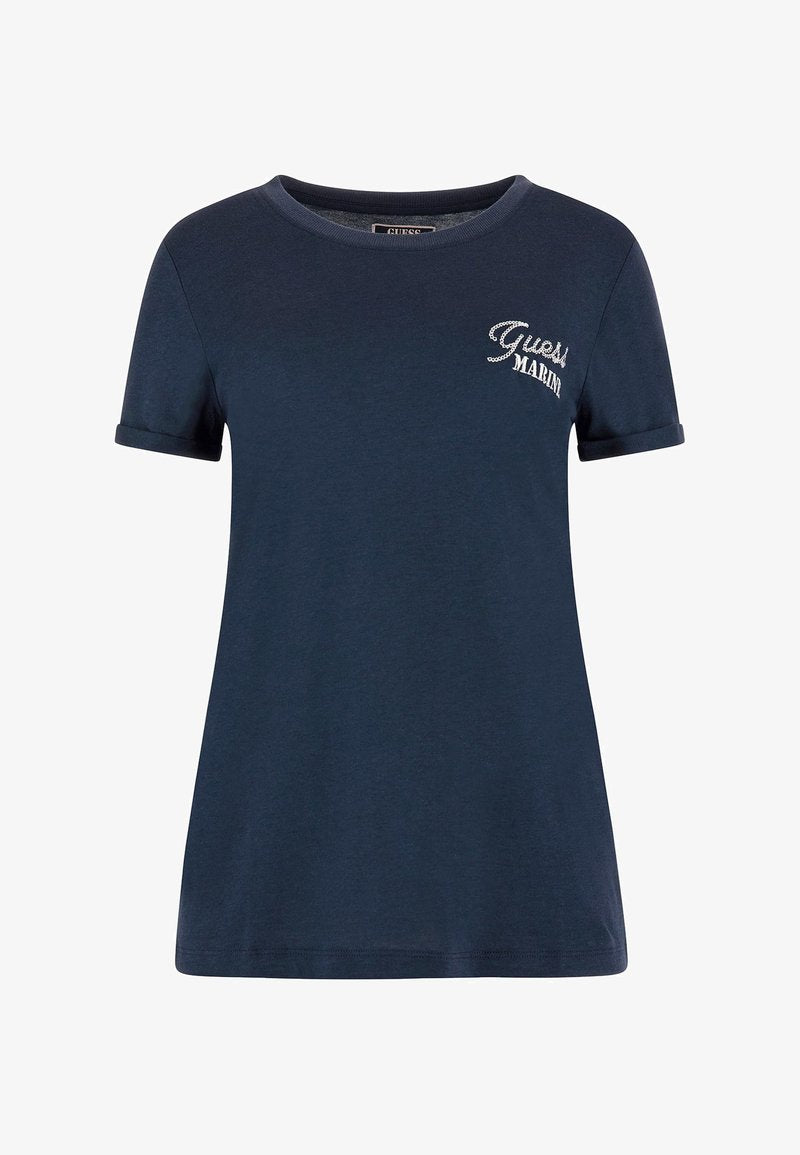 Guess PICCOLO LOGO RICAMATO - T-Shirt Basic - Blu
