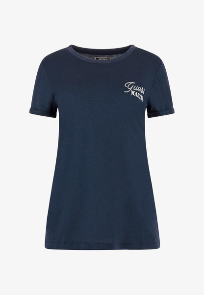 Guess PICCOLO LOGO RICAMATO - T-Shirt Basic - Blu