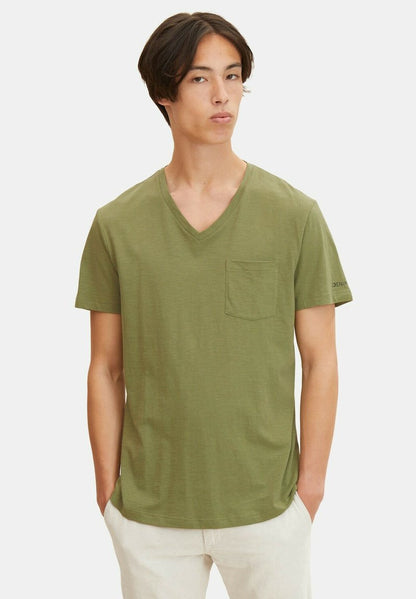 TOM TAILOR Denim BRUSTTASCHEÂ - T-Shirt Basic - Felt Green