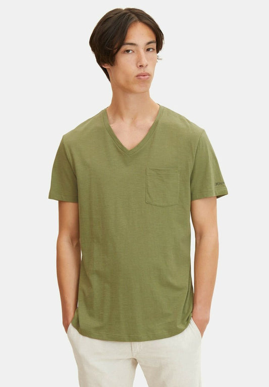 TOM TAILOR Denim BRUSTTASCHEÂ - T-Shirt Basic - Felt Green