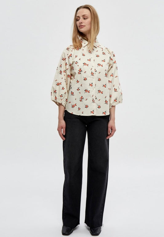 Minus JENA - Hemdbluse - Broken White Flower Print
