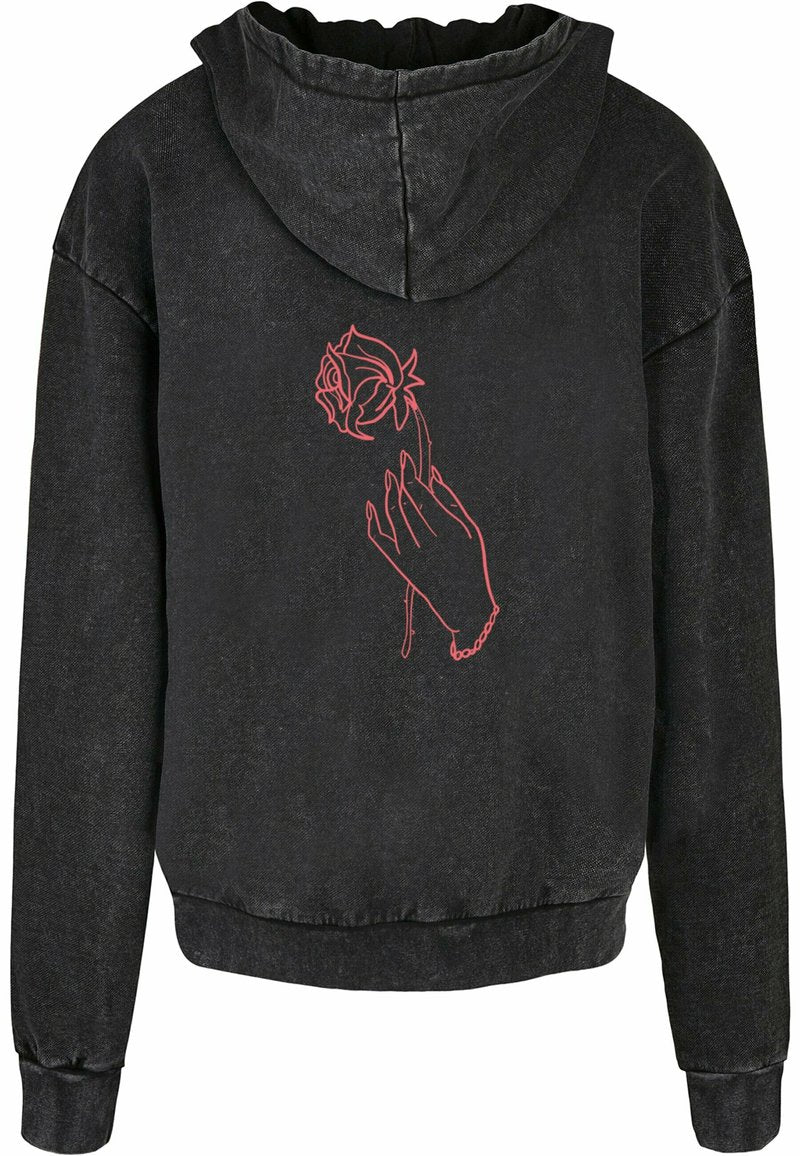 Mister Tee MÄNNER ONLY LOVE FRONT ACID WASHED - Kapuzenpullover - Black