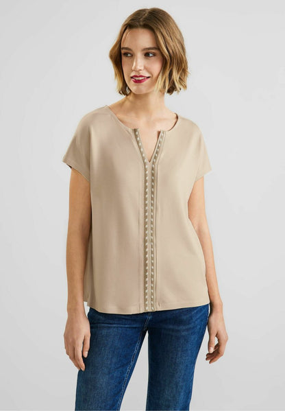 STREET ONE MIT STICKEREIDETAIL - Bluse - Light Smooth Sand