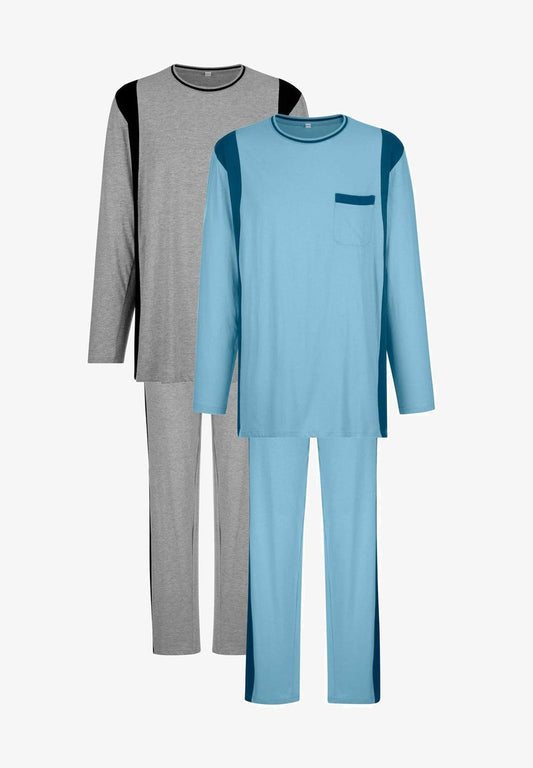  2ER PACK - Nachtwäsche Set - Grau Blau